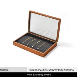 WoodTen 12/24 Grid Wooden Jewelry Box Ring Necklace Bracelet Display Case Jewelry Storage Box Jewelry Organizer Case For Women