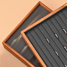 WoodTen 12/24 Grid Wooden Jewelry Box Ring Necklace Bracelet Display Case Jewelry Storage Box Jewelry Organizer Case For Women