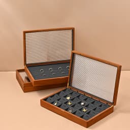 WoodTen 12/24 Grid Wooden Jewelry Box Ring Necklace Bracelet Display Case Jewelry Storage Box Jewelry Organizer Case For Women