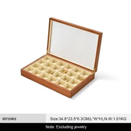 WoodTen 12/24 Grid Wooden Jewelry Box Ring Necklace Bracelet Display Case Jewelry Storage Box Jewelry Organizer Case For Women