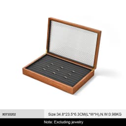 WoodTen 12/24 Grid Wooden Jewelry Box Ring Necklace Bracelet Display Case Jewelry Storage Box Jewelry Organizer Case For Women