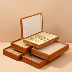 WoodTen 12/24 Grid Wooden Jewelry Box Ring Necklace Bracelet Display Case Jewelry Storage Box Jewelry Organizer Case For Women