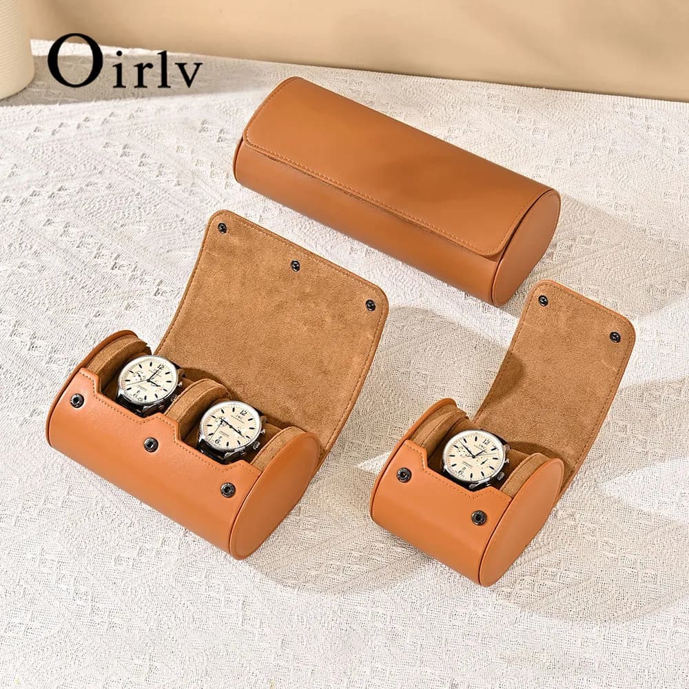 Oirlv Watch Roll Travel Case Portable Vintage Leather Watch Display Case Watch Storage Box Watch Organizers of Men Gift business