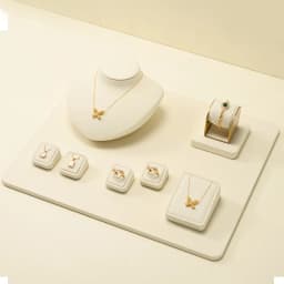 WoodTen Beige Jewelry Display Prop for Ring Bracelets Portrait Chest Necklaces Store Exhibition Microfiber Jewelry Display Stand