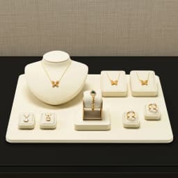 WoodTen Beige Jewelry Display Prop for Ring Bracelets Portrait Chest Necklaces Store Exhibition Microfiber Jewelry Display Stand