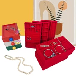 1PC, Flocking Jewelry Box Jewelry Tray, Color: Red