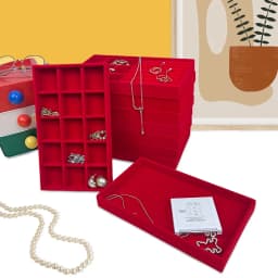 1PC, Flocking Jewelry Box Jewelry Tray, Color: Red