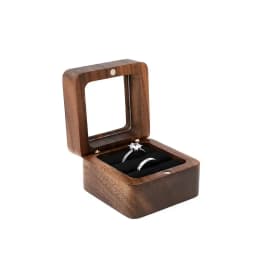 1PC 2025 Heart Shape Walnut Wooden Box Jewelry Box Display Box Engagement Wedding Couples Ring Storage Holder Gifts Case