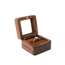 1PC 2025 Heart Shape Walnut Wooden Box Jewelry Box Display Box Engagement Wedding Couples Ring Storage Holder Gifts Case