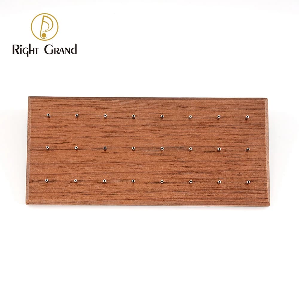 Wooden Earring Holder For Jewelry Black Walnut Wood Vintage Jewelry Display Stand with 24 Holes