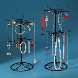 Metal Double-Layer Jewelry Display Stand Necklace Bracelet String Hanger Hair Accessories Rack Jewelry Storage Organizer