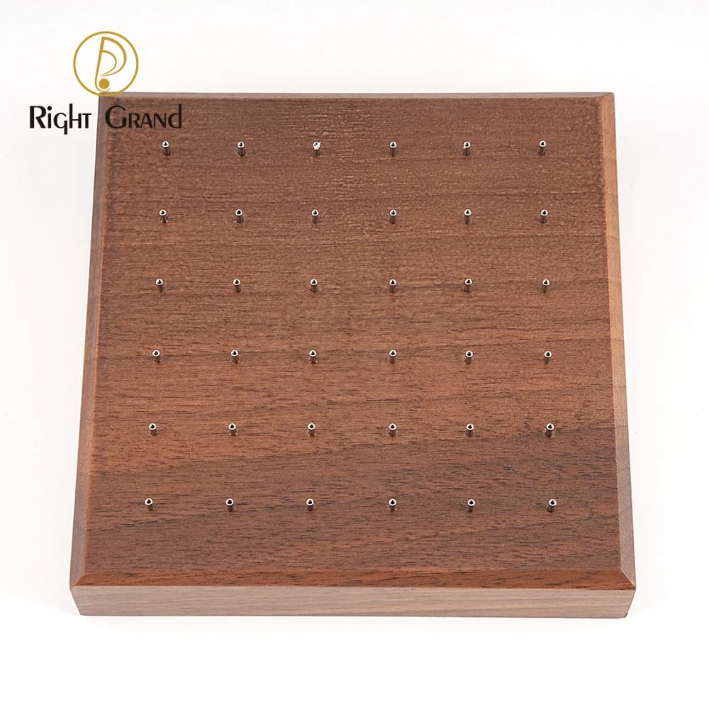 Black Walnut Solid Wood Display Stand for 16G 14G Piercing Jewelry Modern Display Holder with 36 Holes