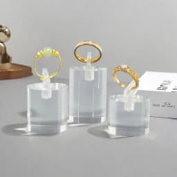 Clear Acrylic Ring Holder Display Stands Jewelry Organizer with Clips Joyeros Organizador De Joyas Packaging Storage Props Riser