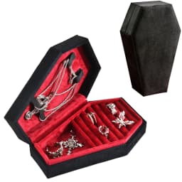 TAIMY Retro Velvet Coffin Shape Jewelry Box Gothic Vampire Red Jewelry Box Portable Ring Necklace Storage Box Fast Delivery