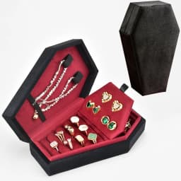 TAIMY Retro Velvet Coffin Shape Jewelry Box Gothic Vampire Red Jewelry Box Portable Ring Necklace Storage Box Fast Delivery