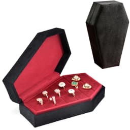 TAIMY Retro Velvet Coffin Shape Jewelry Box Gothic Vampire Red Jewelry Box Portable Ring Necklace Storage Box Fast Delivery