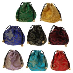 Silk Brocade Jewelry Drawstring Gift Bags Coin Purse Embroidered Candy Chocolate Bag for Wedding Party