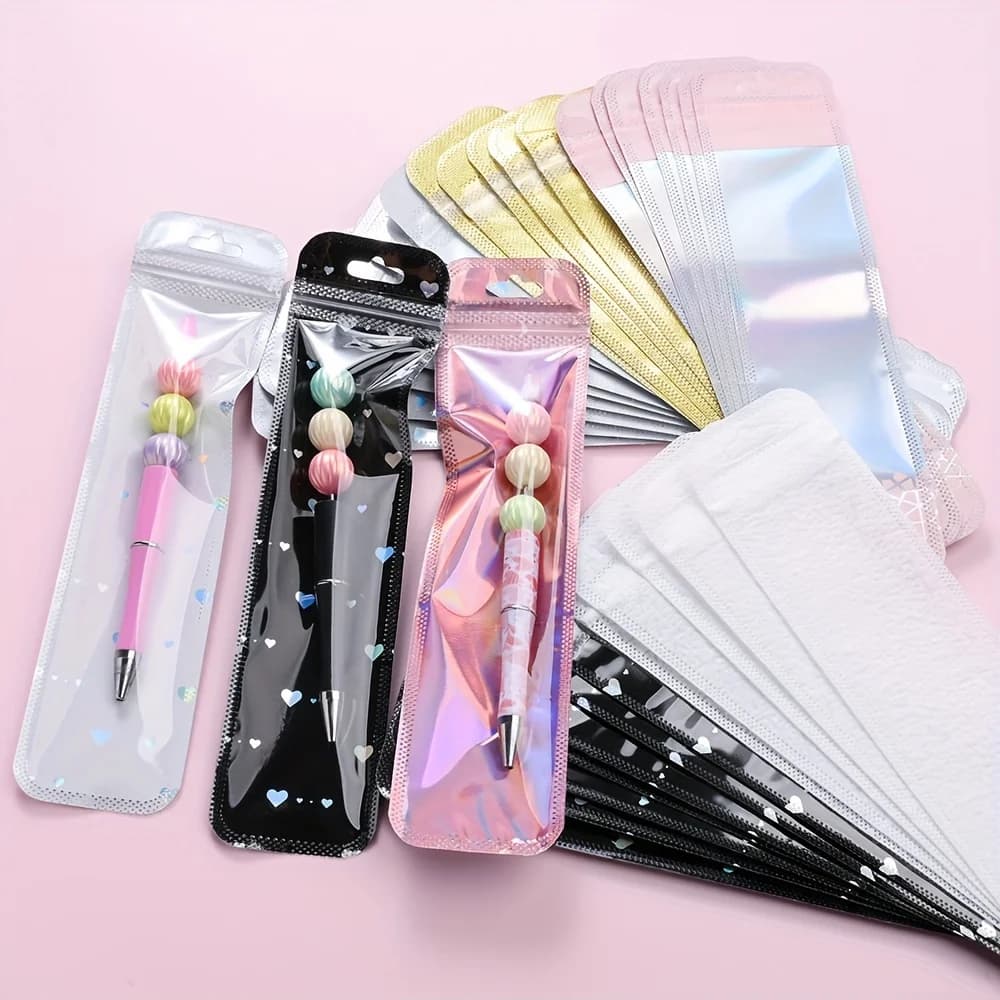 50pcs Transparent Plastic Self Seal Bags Jewelry Display Packaging Bags for Beaded Pen Packaging Display Thickened Self Sea Bags