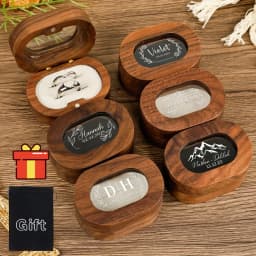 Personalized Oval Walnut Wood Ring Box Velvet Liner Custom Laser Engraved Color Print Wedding Proposal Ring Bearer Gift for Her