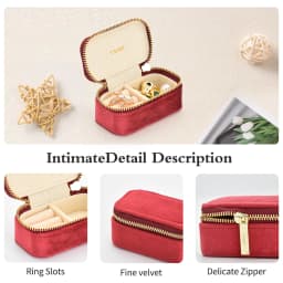 TAIMY Velvet Mini Travel Custom Logo Vintage Cute Girls Small Storage Jewelry Box Jewellery Organizer Jeweler Packaging Red
