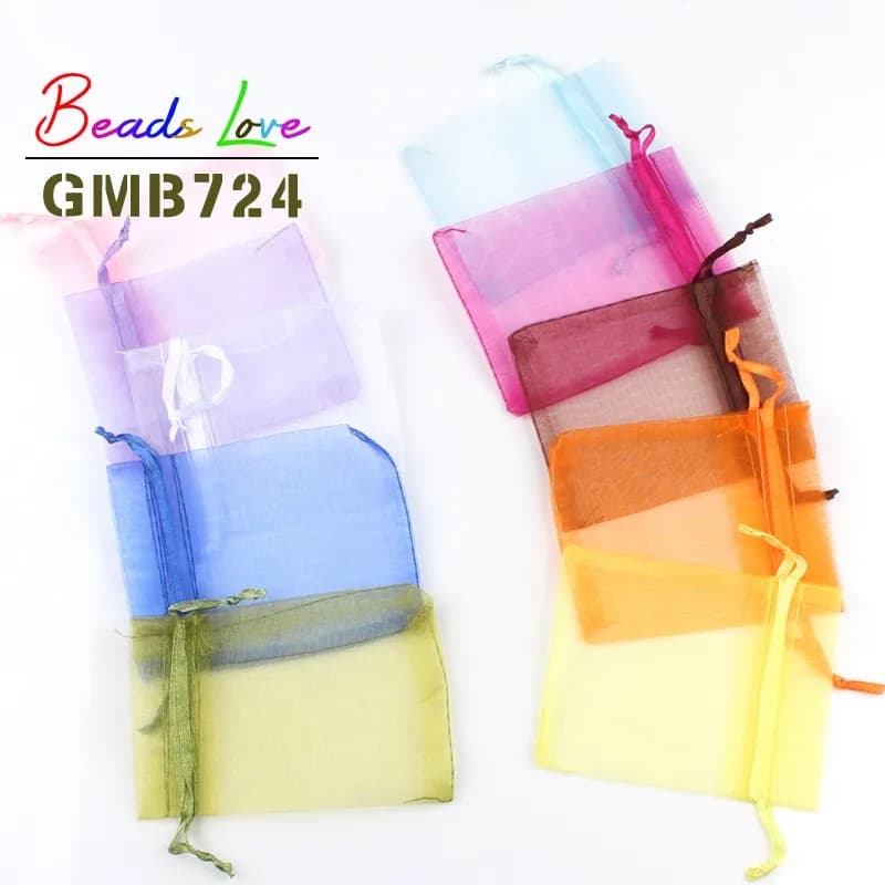 50pcs/lot 5x7cm 7x9cm 9x12cm 10x15cm Drawstring Organza Bags Jewelry Packaging Bags Candy Wedding Bags Wholesale Gifts Pouches