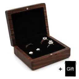 10*8cm Personalized Engraved Wooden Jewelry Box With Bag Ring Earrings Holder Big Walnut Jewels Storage & Display Box Free Logo