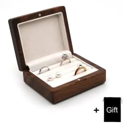10*8cm Personalized Engraved Wooden Jewelry Box With Bag Ring Earrings Holder Big Walnut Jewels Storage & Display Box Free Logo