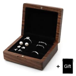 10*8cm Personalized Engraved Wooden Jewelry Box With Bag Ring Earrings Holder Big Walnut Jewels Storage & Display Box Free Logo