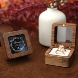 Free Custom Name Walnut Wooden Ring Box Personalized Wedding Anniversary Gift Walnut Wood Engagement Wedding Rings Box Gift