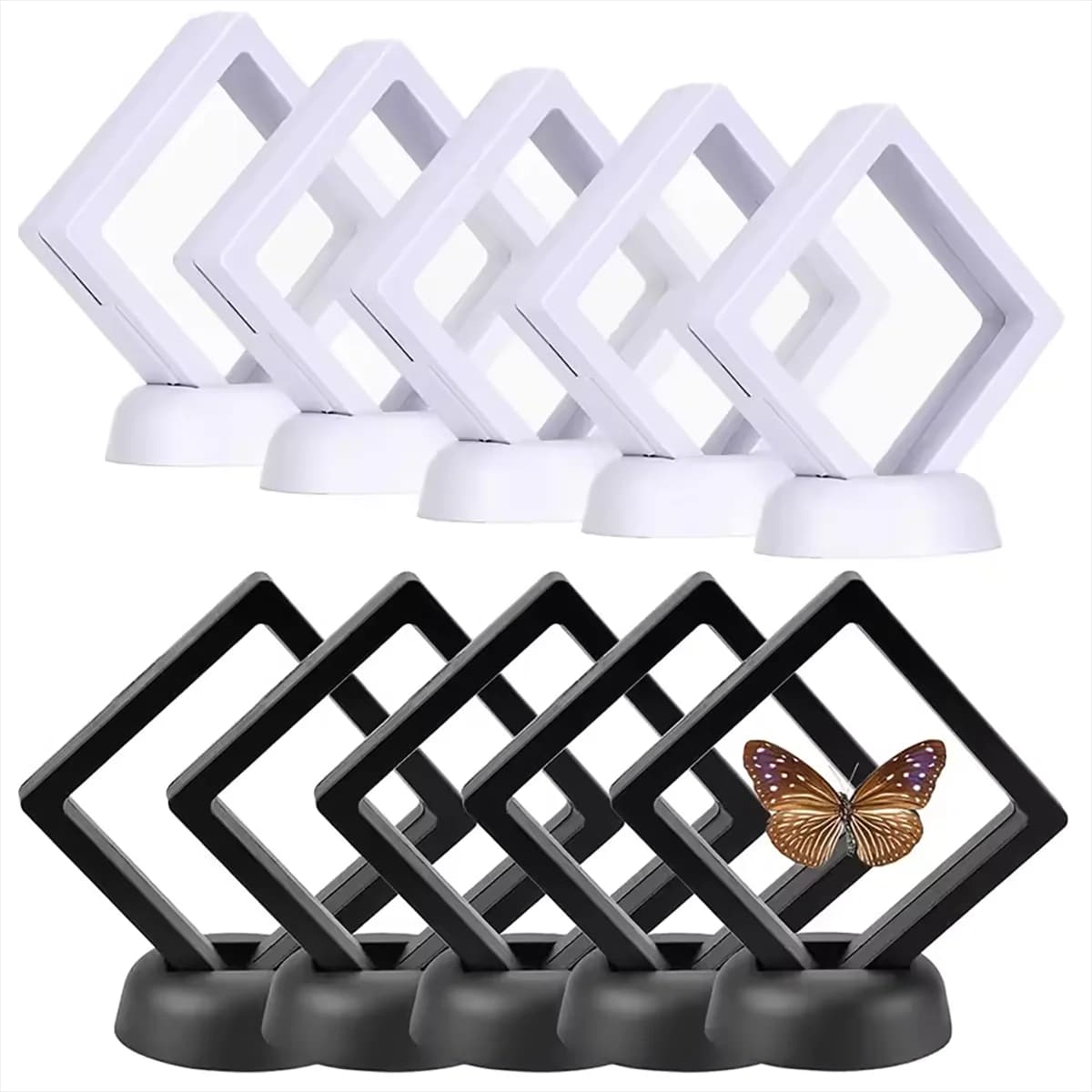 5Pcs Floating Display Case Frame Ring Necklace Earring Packaging Box Jewelry Coin Display Stand Holder