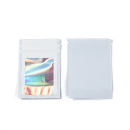 50Pcs Thick Smell Proof Mylar Bag Holographic Laser Color Plastic Packaging Pouch Jewelry Retail Storage Pouch Gift Zip Lock Bag