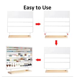 Earring Holder Organizer Stand - Earrings Display Rack 144 Holes Jewelry Holder Tower with Wooden Tray for Earrings Rings White