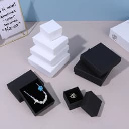 24pcs Bulk 9x9x3cm Jewelry Travel Organizer Gift Box with Black Velvet Sponge Earrings Ring Necklace Storage Cardboard Dust Case