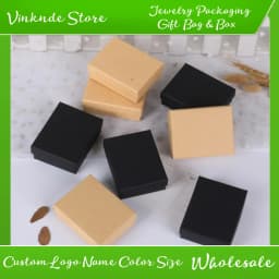 50pcs Black White Brown Kraft Paper Jewelry Gift Box Luxury Cardboard 7x9x3cm Bracelets Earrings Rings Necklaces Packaging Boxes
