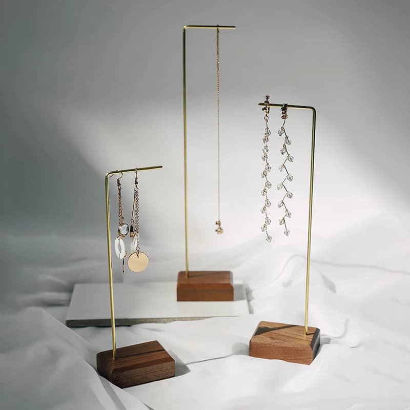 Wooden and metal necklace holders bracelet stand for jewelry chain holders earring organizer jewellery display case Hanging
