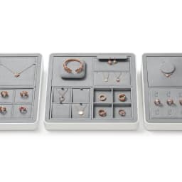 Oirlv Display Trays Grey Velvet Jewelry Display Tray for Ring Earrings Bangle Necklace Tray Organizer Jewelry Display Tray Grey