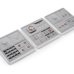 Oirlv Display Trays Grey Velvet Jewelry Display Tray for Ring Earrings Bangle Necklace Tray Organizer Jewelry Display Tray Grey