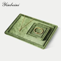 Yinbeini Velvet Jewelry Flat Tray Ring Pendant Bracelet Necklace Display Tray Jewelry Storage Organizer Plate P082