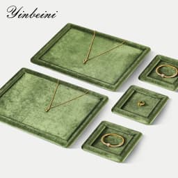 Yinbeini Velvet Jewelry Flat Tray Ring Pendant Bracelet Necklace Display Tray Jewelry Storage Organizer Plate P082