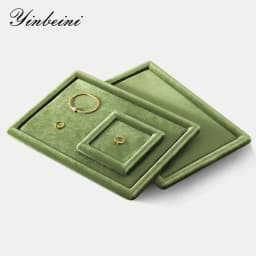 Yinbeini Velvet Jewelry Flat Tray Ring Pendant Bracelet Necklace Display Tray Jewelry Storage Organizer Plate P082