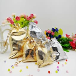 100pcs Jewelry Pouch Jewellery Bag Silver/Gold Velvet Bag Drawstring Jewelry Packaging Bags Organza Jewelry Bags 7x9 9x12 13x18
