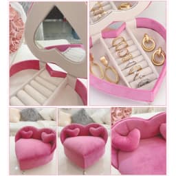 X5QD Rose Flannel Jewelry Organizers Sofa Soft Fabric Jewelry Case Accessories