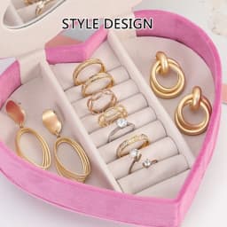 X5QD Rose Flannel Jewelry Organizers Sofa Soft Fabric Jewelry Case Accessories