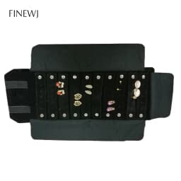 Portable Black Velvet Travel Jewelry Carrying Case Roll Bag Pendant Necklace Bracelet Earrings Ring Storage Bag Organizer Pouch