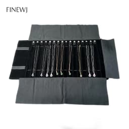 Portable Black Velvet Travel Jewelry Carrying Case Roll Bag Pendant Necklace Bracelet Earrings Ring Storage Bag Organizer Pouch