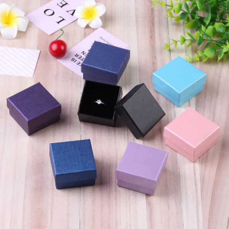 24Pcs Square Jewelry Box with Black Sponge Eco Friendly Jewelry Organizer Small Gift Storage Box For Ring Earrings Pendant 5x5cm