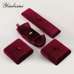 Yinbeini Velvet Jewelry Storage Box Ring Earring Bracelet Necklace Display Box for Wedding Proposal Engagement H024
