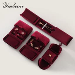 Yinbeini Velvet Jewelry Storage Box Ring Earring Bracelet Necklace Display Box for Wedding Proposal Engagement H024