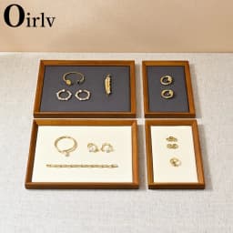 Oirlv Retro Solid Wood Jewelry Ring Jewelry Display Organizer Box Tray Holder Earring Jewelry Storage Case Showcase Drawer
