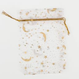 50pcs 9x12cm 11x16cm 13x18cm 17x23cm Mixed Gold Moon Star Adjustable Drawstring Pouch Bags for Wedding Gifts Organza Jewelry